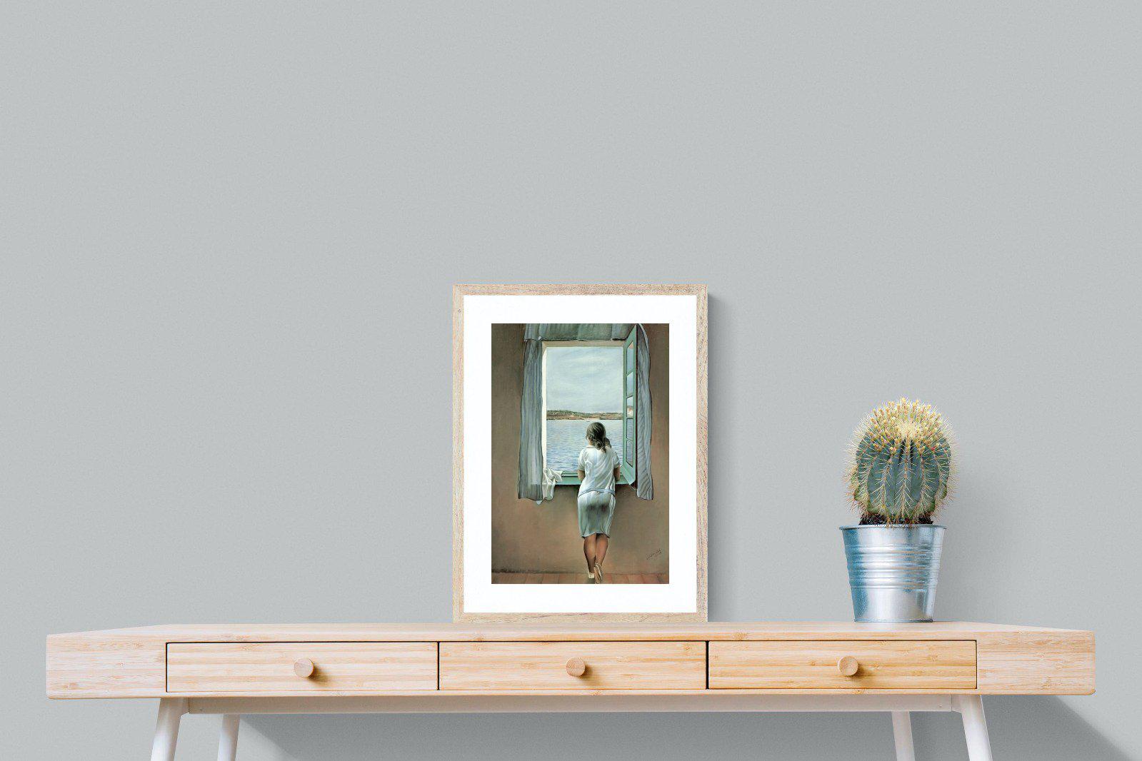 Young Woman at a Window-Wall_Art-45 x 60cm-Framed Print-Wood-Pixalot