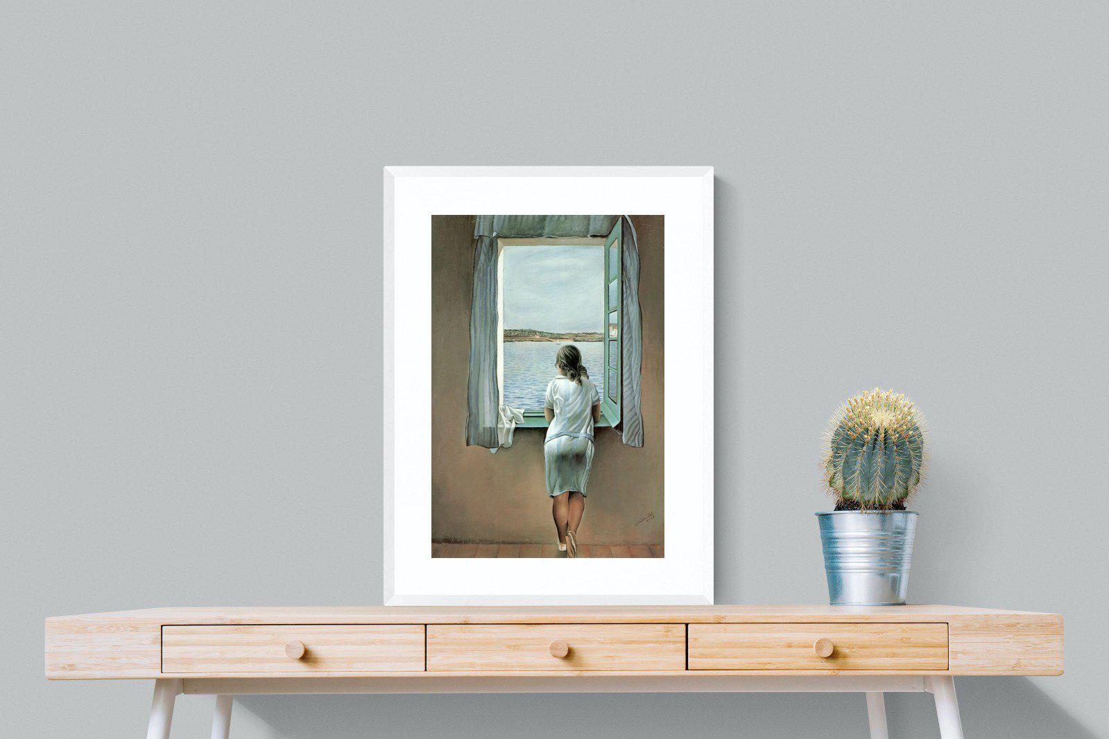 Young Woman at a Window-Wall_Art-60 x 80cm-Framed Print-White-Pixalot