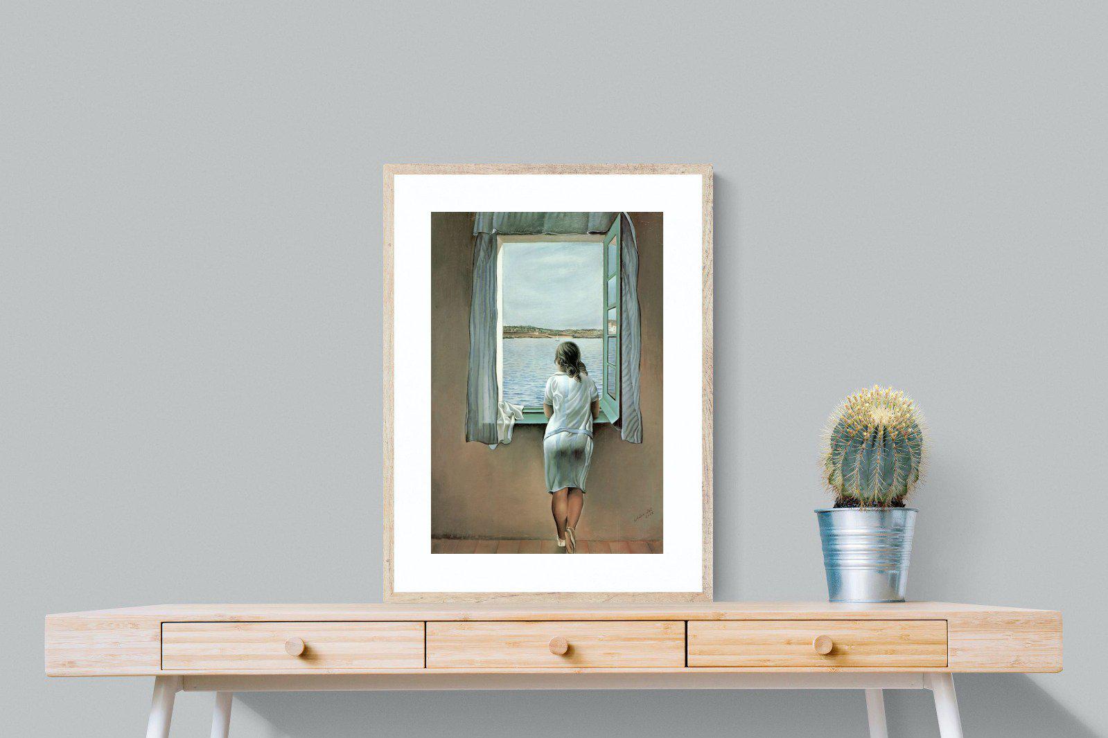 Young Woman at a Window-Wall_Art-60 x 80cm-Framed Print-Wood-Pixalot