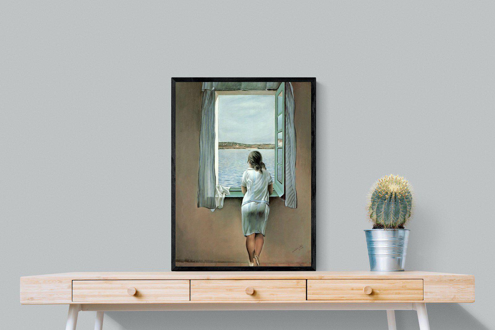 Young Woman at a Window-Wall_Art-60 x 80cm-Mounted Canvas-Black-Pixalot
