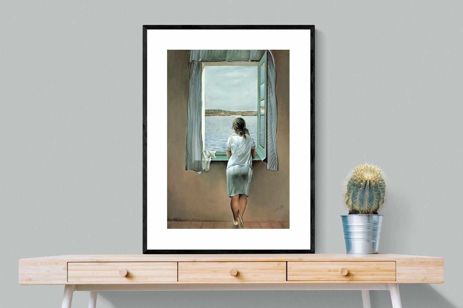 Young Woman at a Window-Wall_Art-75 x 100cm-Framed Print-Black-Pixalot