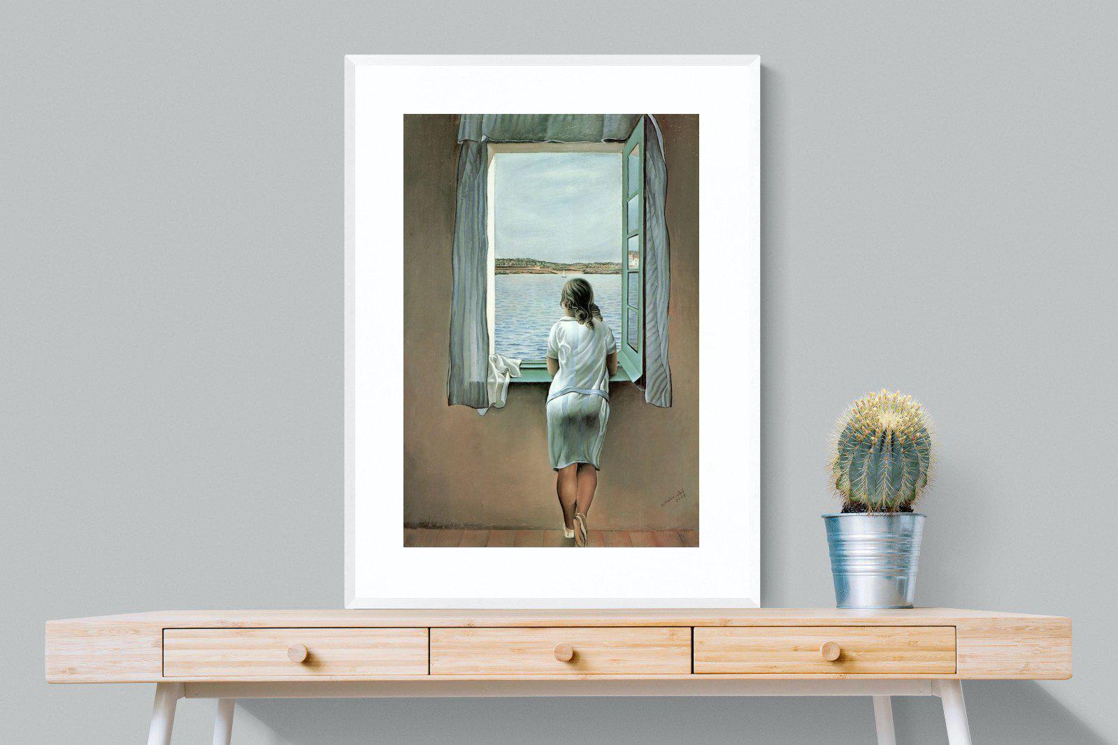 Young Woman at a Window-Wall_Art-75 x 100cm-Framed Print-White-Pixalot