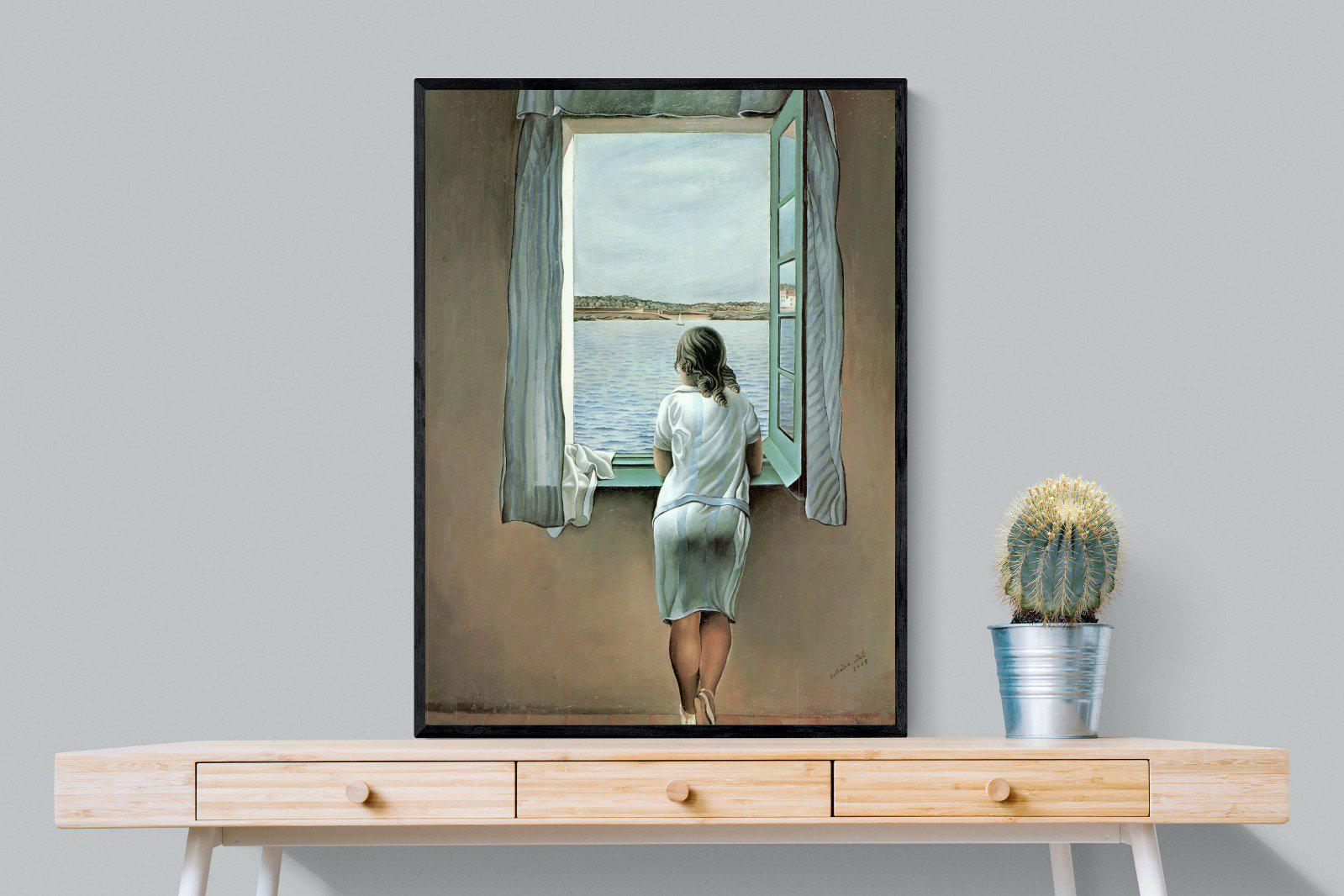 Young Woman at a Window-Wall_Art-75 x 100cm-Mounted Canvas-Black-Pixalot