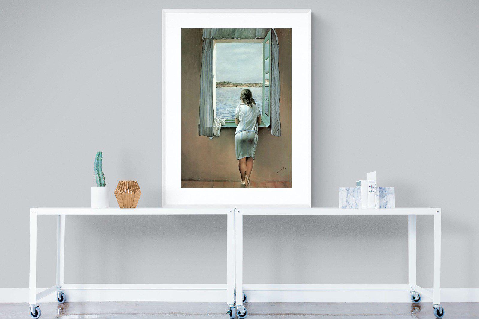 Young Woman at a Window-Wall_Art-90 x 120cm-Framed Print-White-Pixalot
