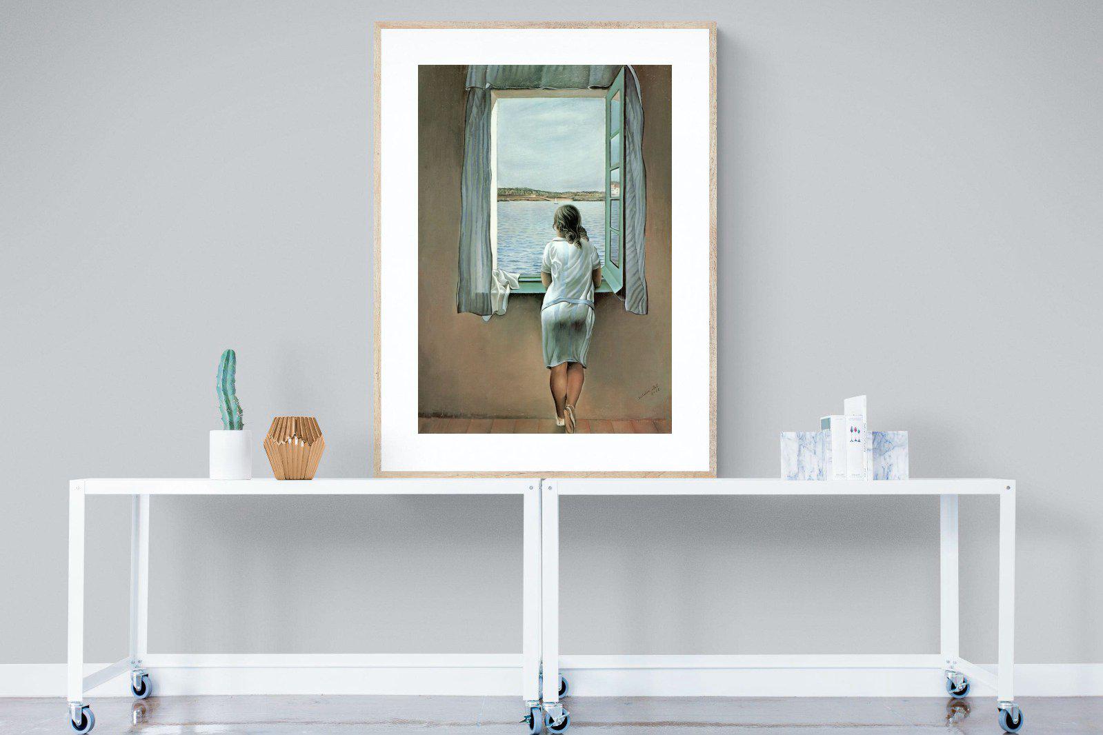 Young Woman at a Window-Wall_Art-90 x 120cm-Framed Print-Wood-Pixalot