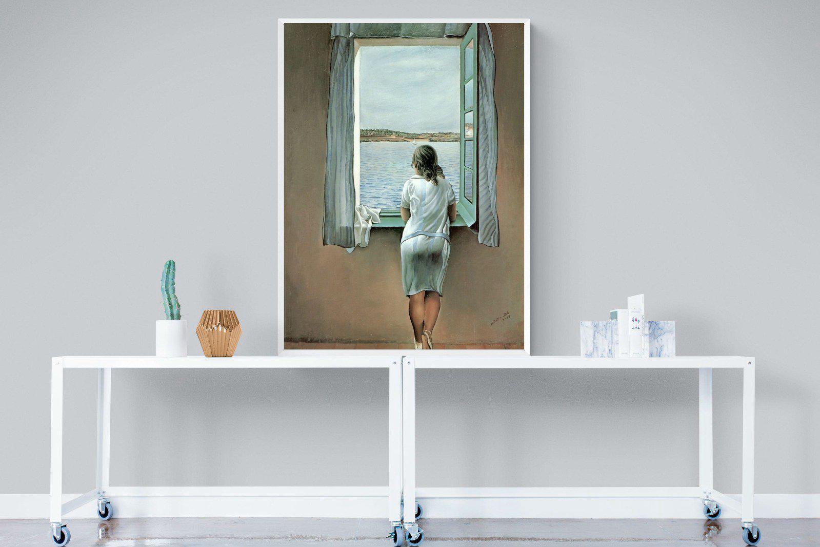 Young Woman at a Window-Wall_Art-90 x 120cm-Mounted Canvas-White-Pixalot
