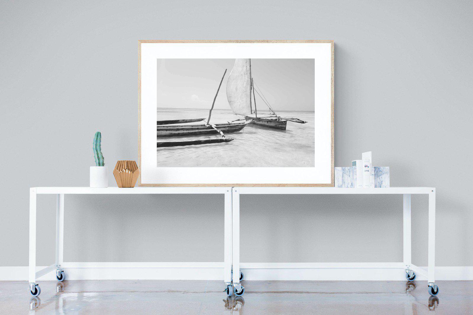 Zanzibar Fishing Boats-Wall_Art-120 x 90cm-Framed Print-Wood-Pixalot