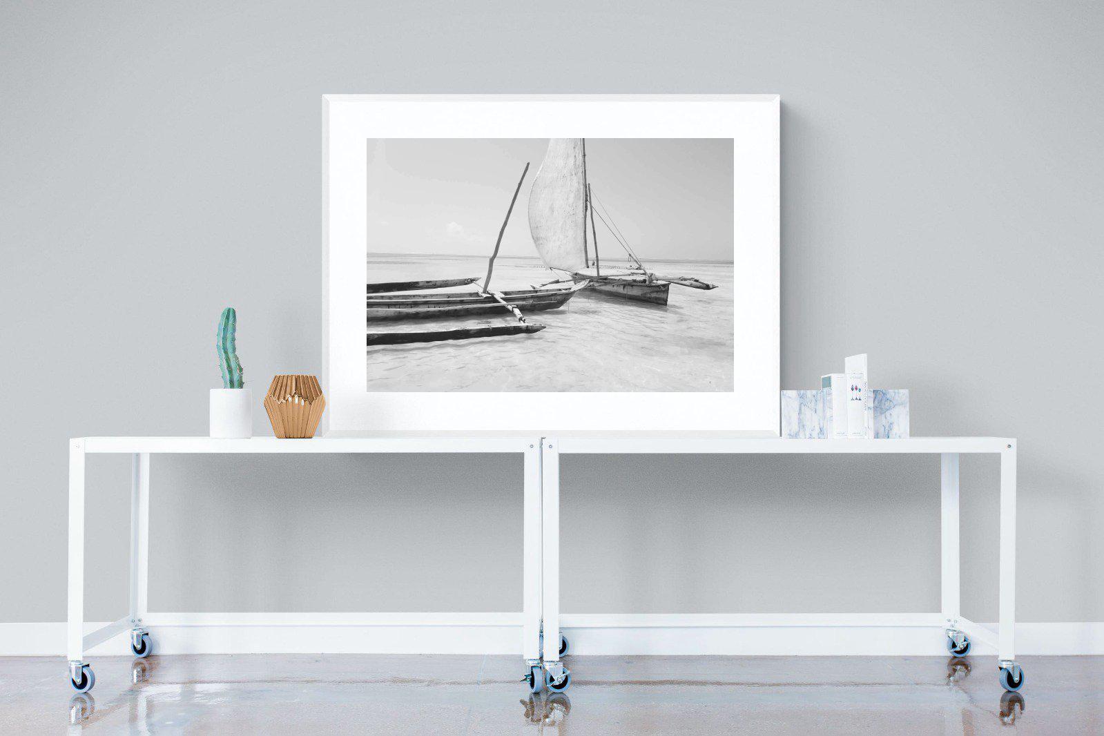 Zanzibar Fishing Boats-Wall_Art-120 x 90cm-Framed Print-White-Pixalot