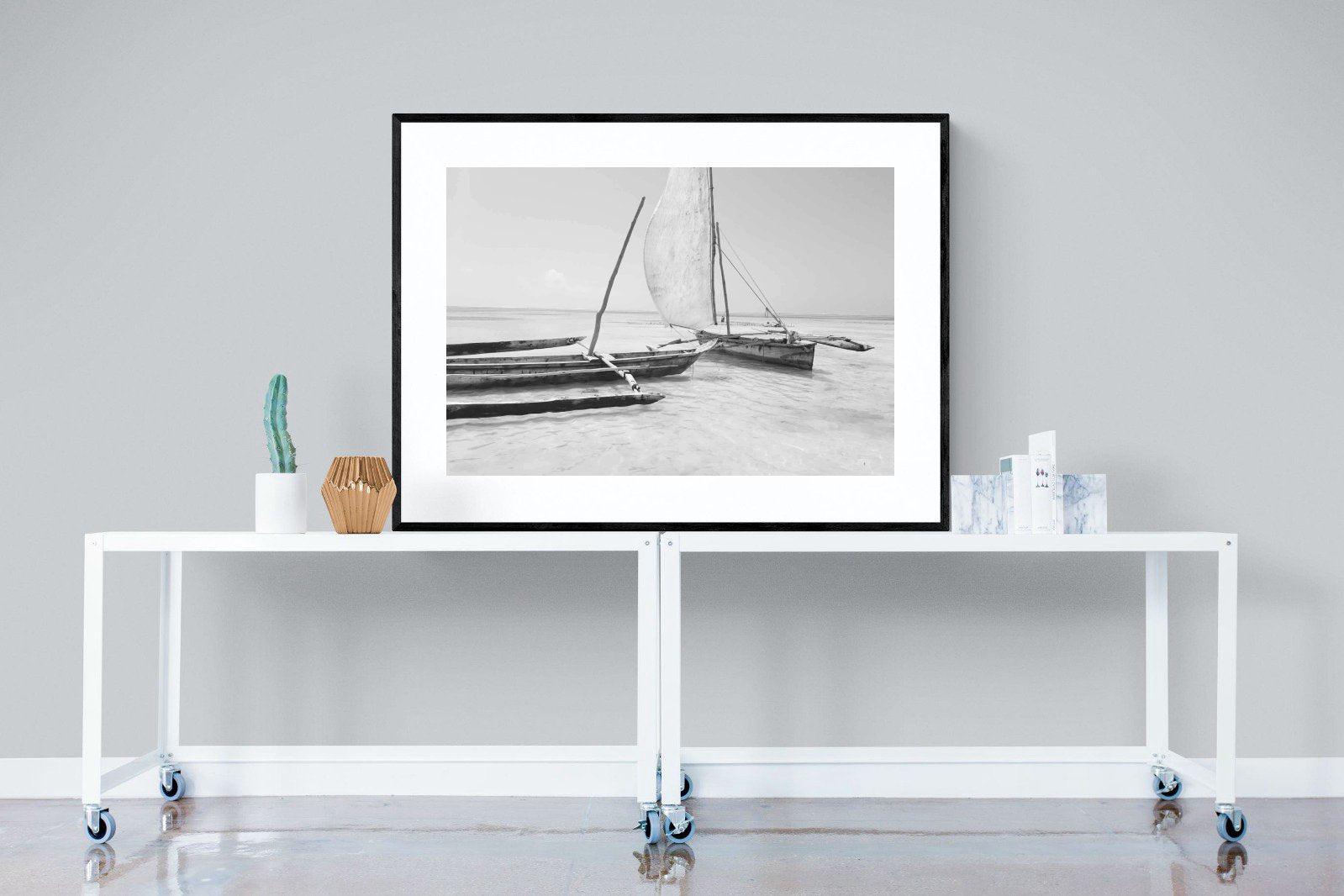 Zanzibar Fishing Boats-Wall_Art-120 x 90cm-Framed Print-Black-Pixalot