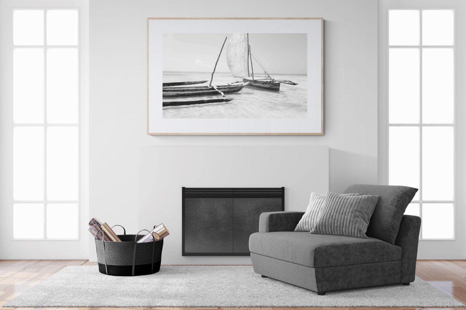 Zanzibar Fishing Boats-Wall_Art-150 x 100cm-Framed Print-Wood-Pixalot