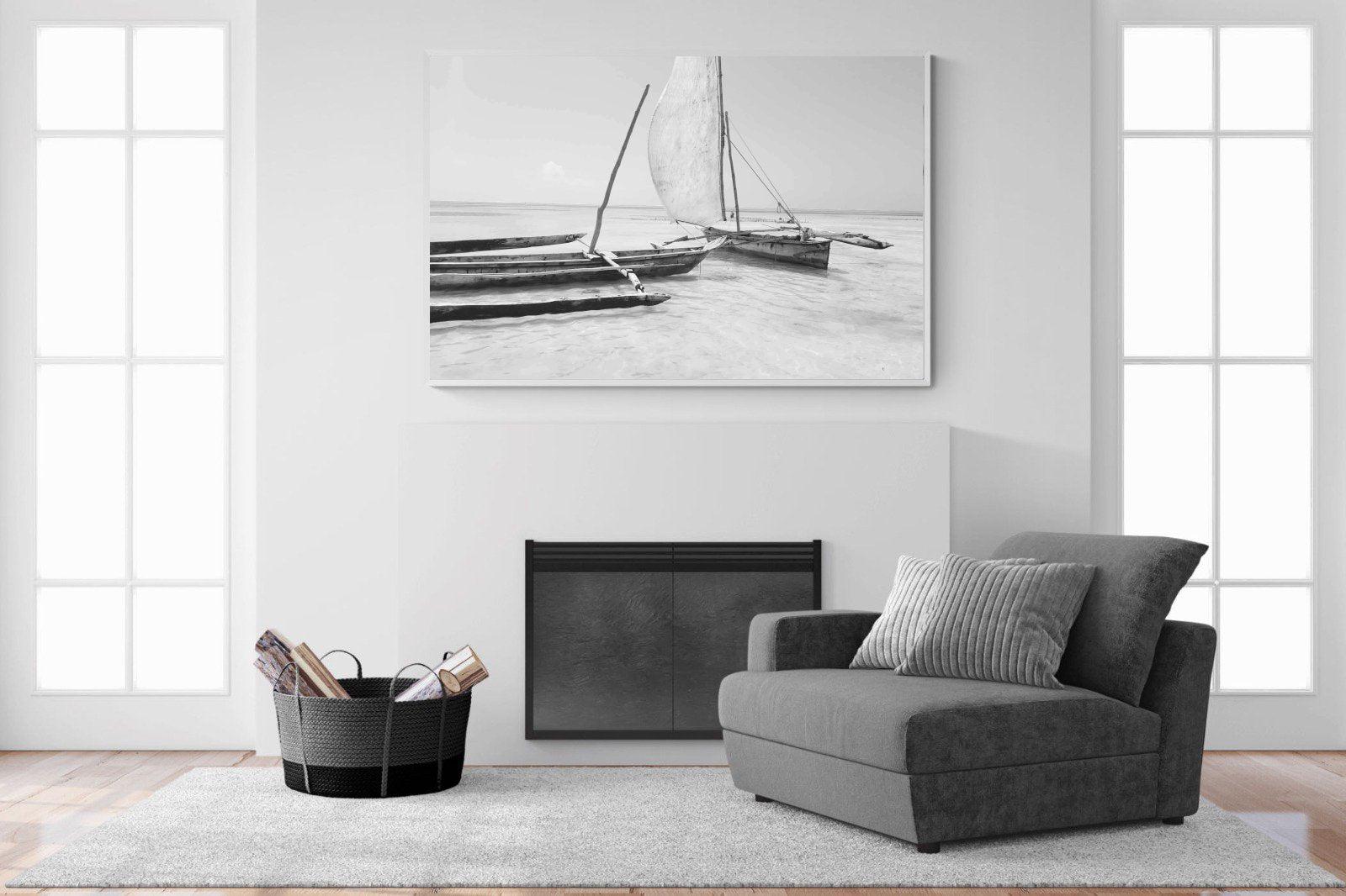 Zanzibar Fishing Boats-Wall_Art-150 x 100cm-Mounted Canvas-White-Pixalot