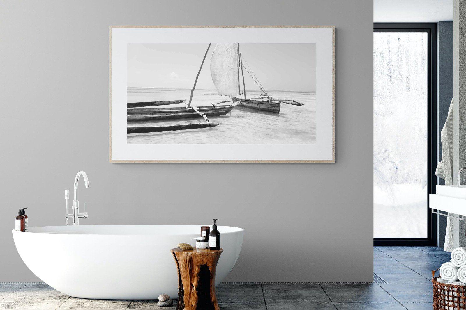 Zanzibar Fishing Boats-Wall_Art-180 x 110cm-Framed Print-Wood-Pixalot