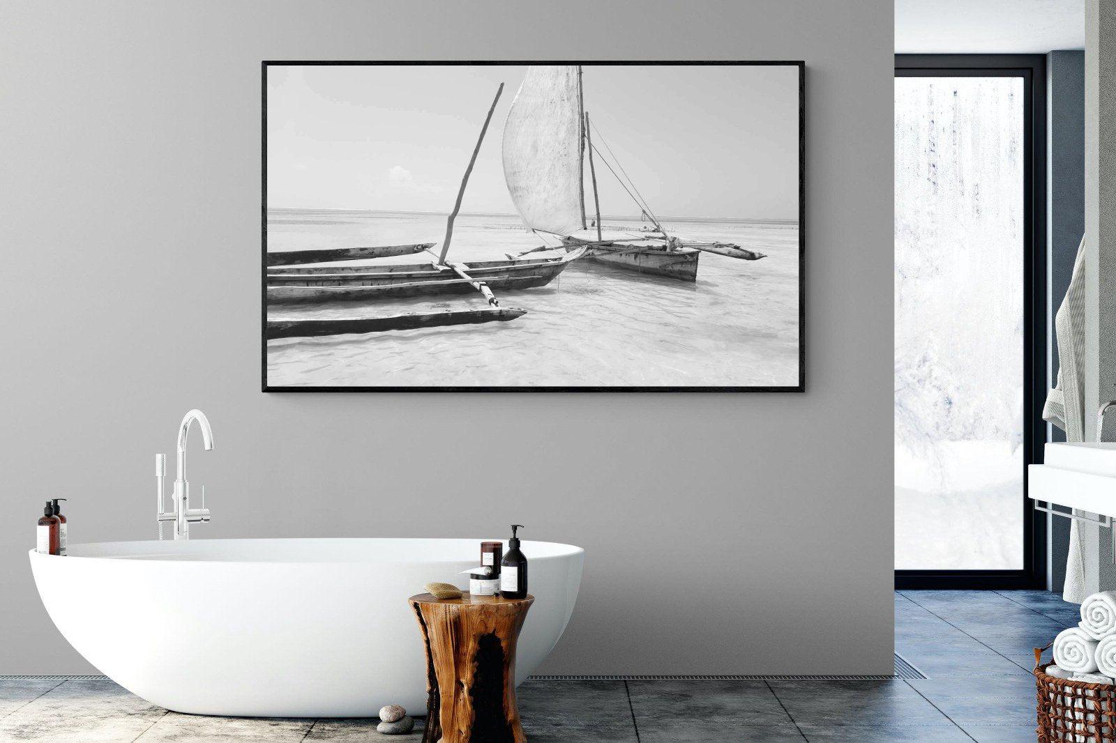 Zanzibar Fishing Boats-Wall_Art-180 x 110cm-Mounted Canvas-Black-Pixalot