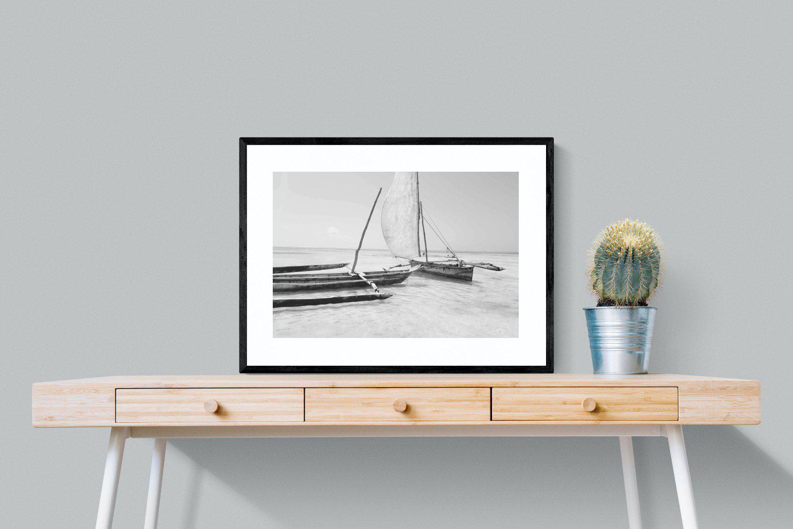 Zanzibar Fishing Boats-Wall_Art-80 x 60cm-Framed Print-Black-Pixalot