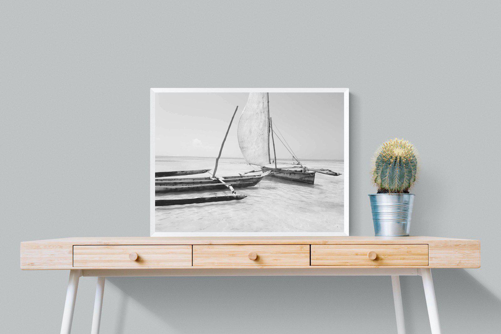 Zanzibar Fishing Boats-Wall_Art-80 x 60cm-Mounted Canvas-White-Pixalot