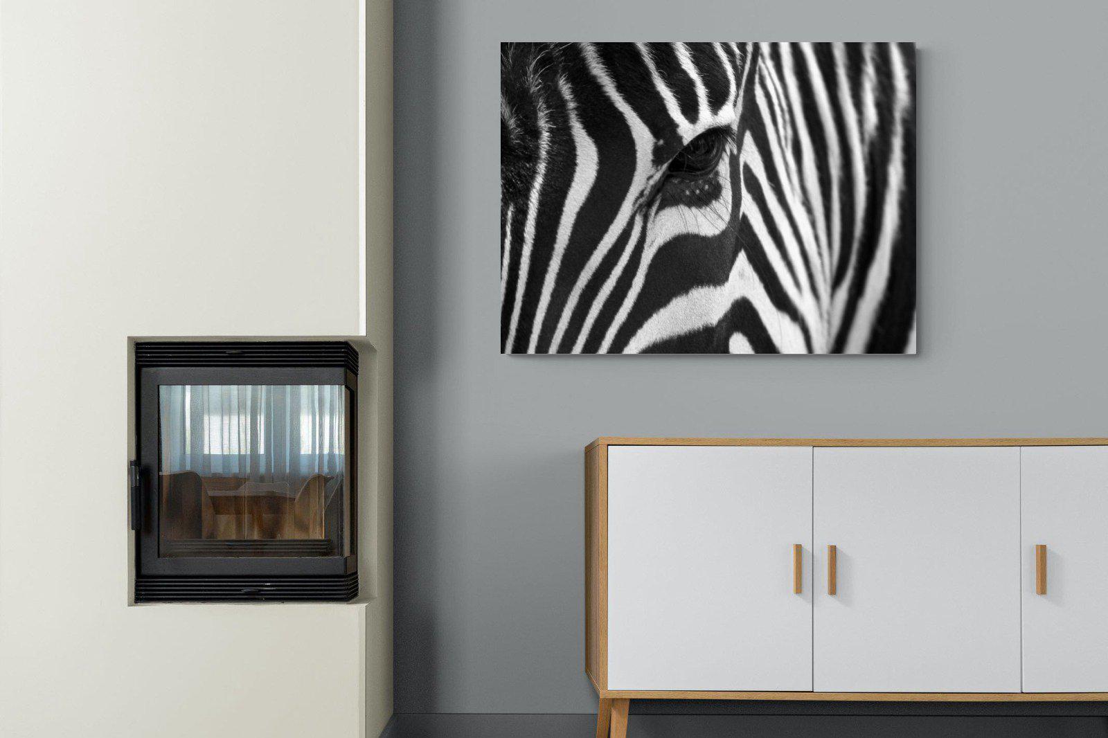 Zebra Eye-Wall_Art-100 x 75cm-Mounted Canvas-No Frame-Pixalot