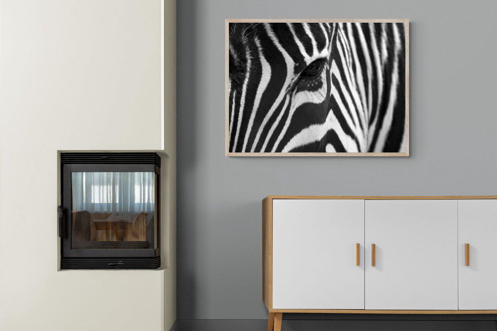 Zebra Eye-Wall_Art-100 x 75cm-Mounted Canvas-Wood-Pixalot