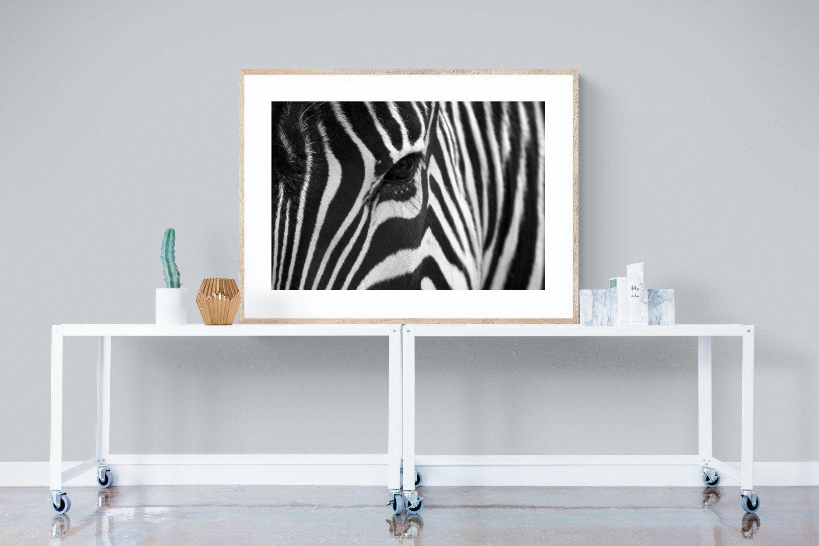 Zebra Eye-Wall_Art-120 x 90cm-Framed Print-Wood-Pixalot