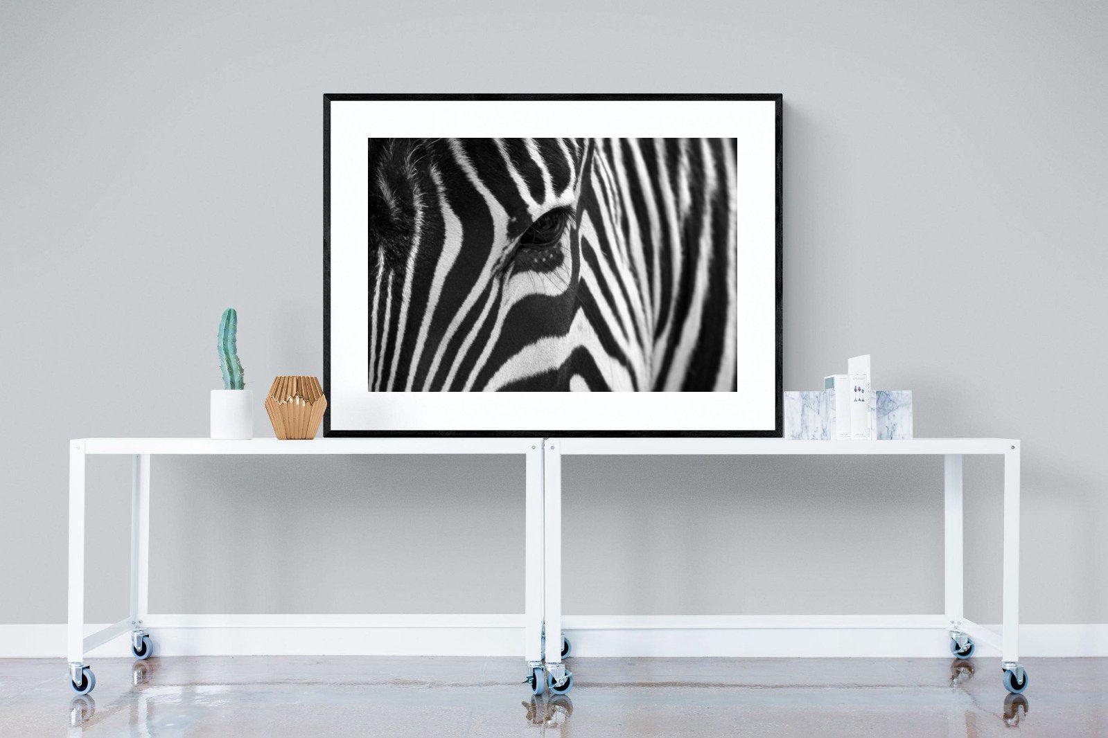 Zebra Eye-Wall_Art-120 x 90cm-Framed Print-Black-Pixalot