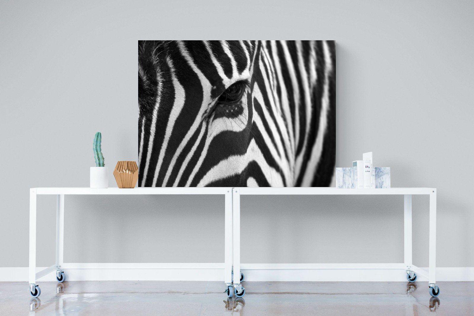 Zebra Eye-Wall_Art-120 x 90cm-Mounted Canvas-No Frame-Pixalot