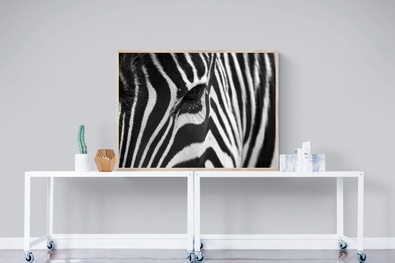 Zebra Eye-Wall_Art-120 x 90cm-Mounted Canvas-Wood-Pixalot