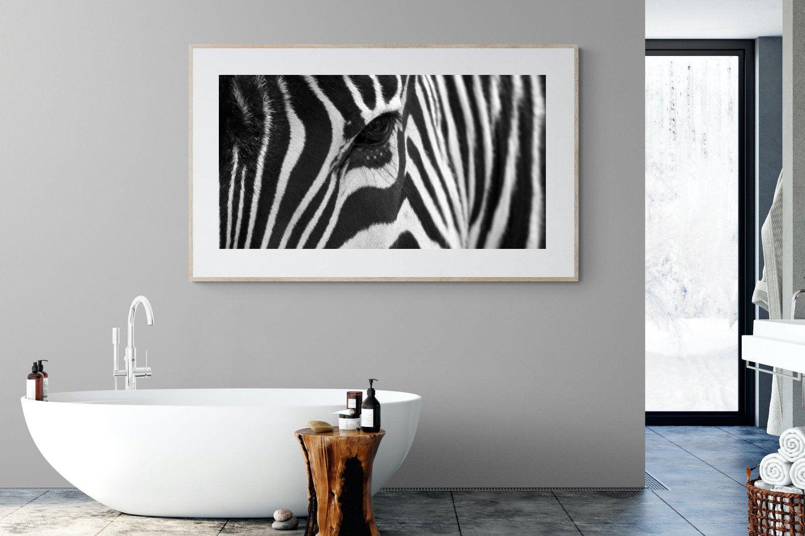 Zebra Eye-Wall_Art-180 x 110cm-Framed Print-Wood-Pixalot