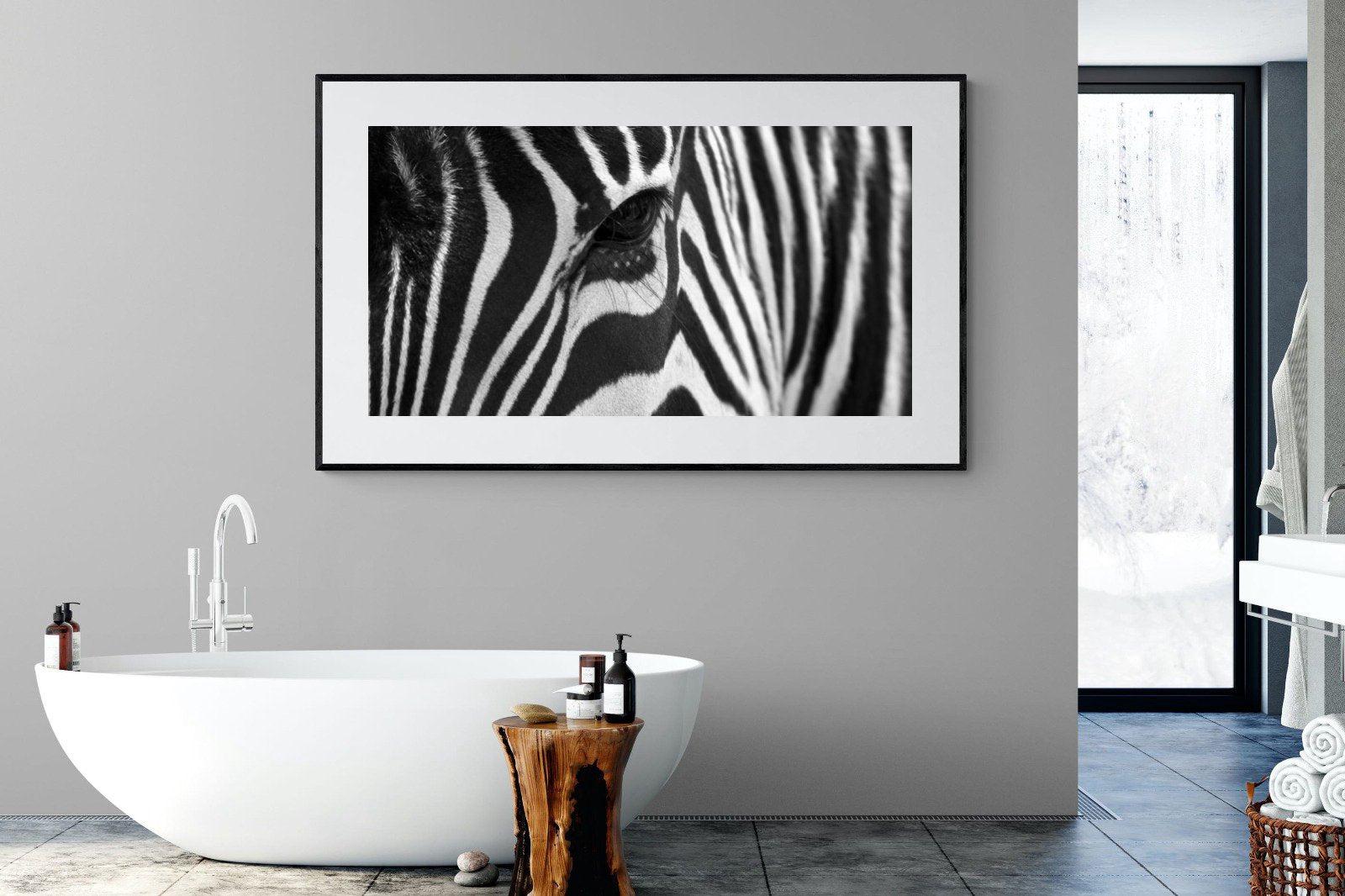 Zebra Eye-Wall_Art-180 x 110cm-Framed Print-Black-Pixalot