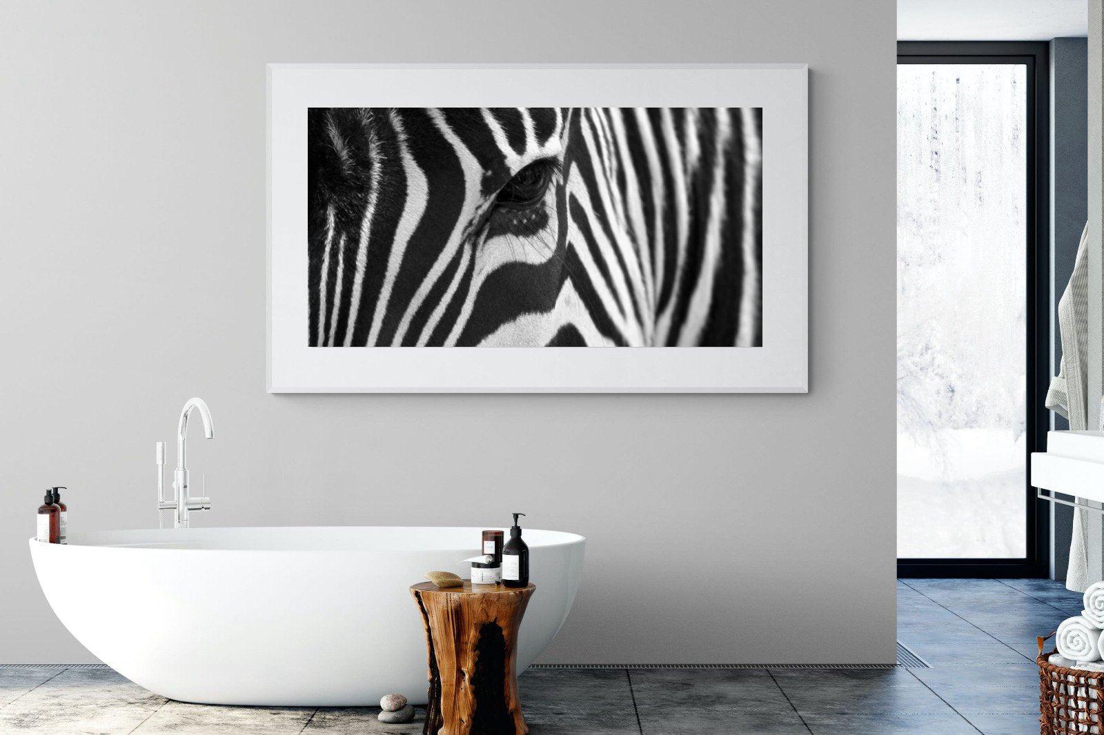 Zebra Eye-Wall_Art-180 x 110cm-Framed Print-White-Pixalot