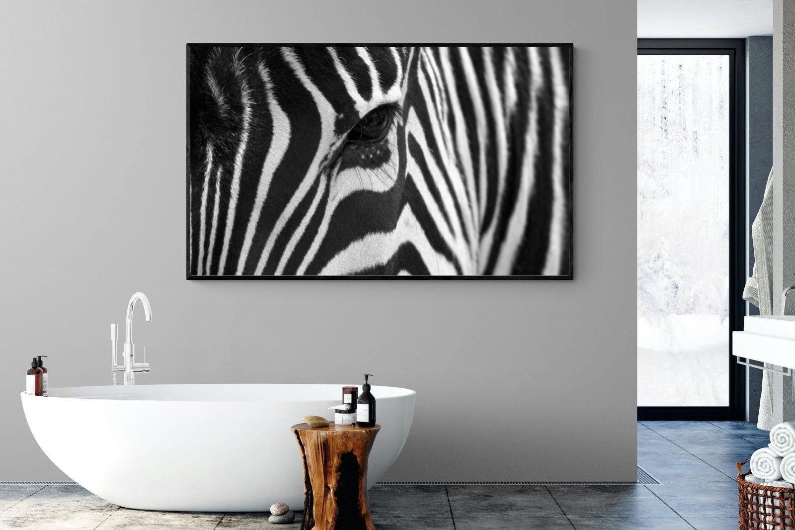 Zebra Eye-Wall_Art-180 x 110cm-Mounted Canvas-Black-Pixalot