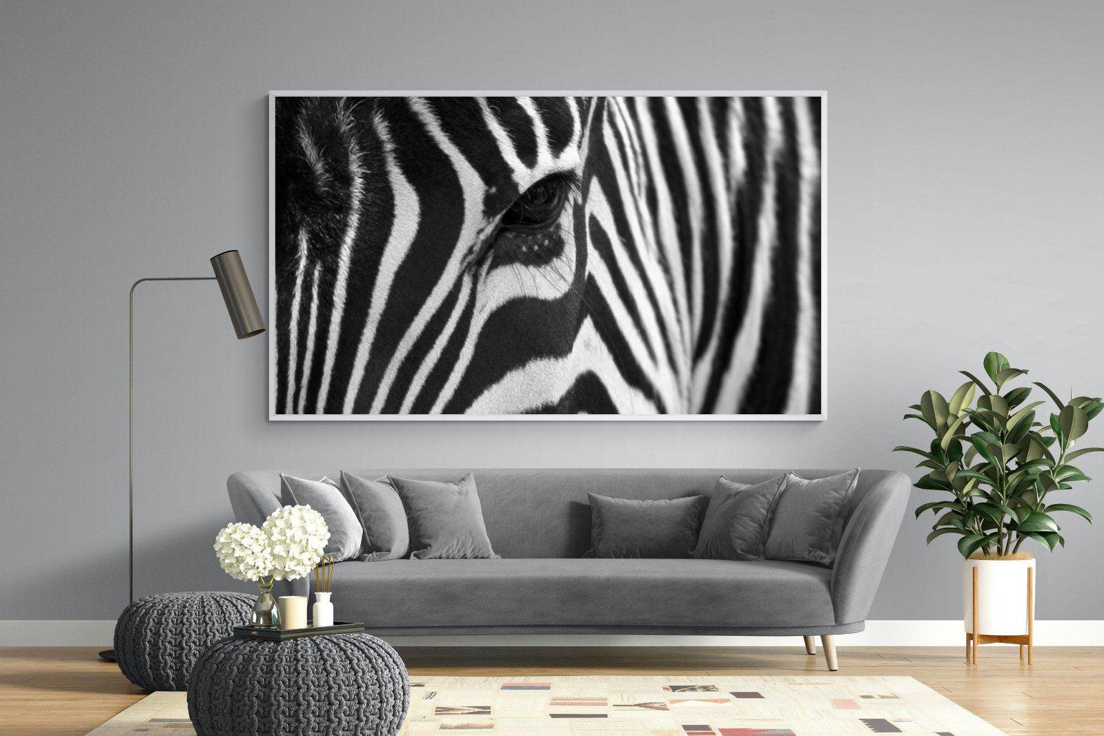 Zebra Eye-Wall_Art-220 x 130cm-Mounted Canvas-White-Pixalot