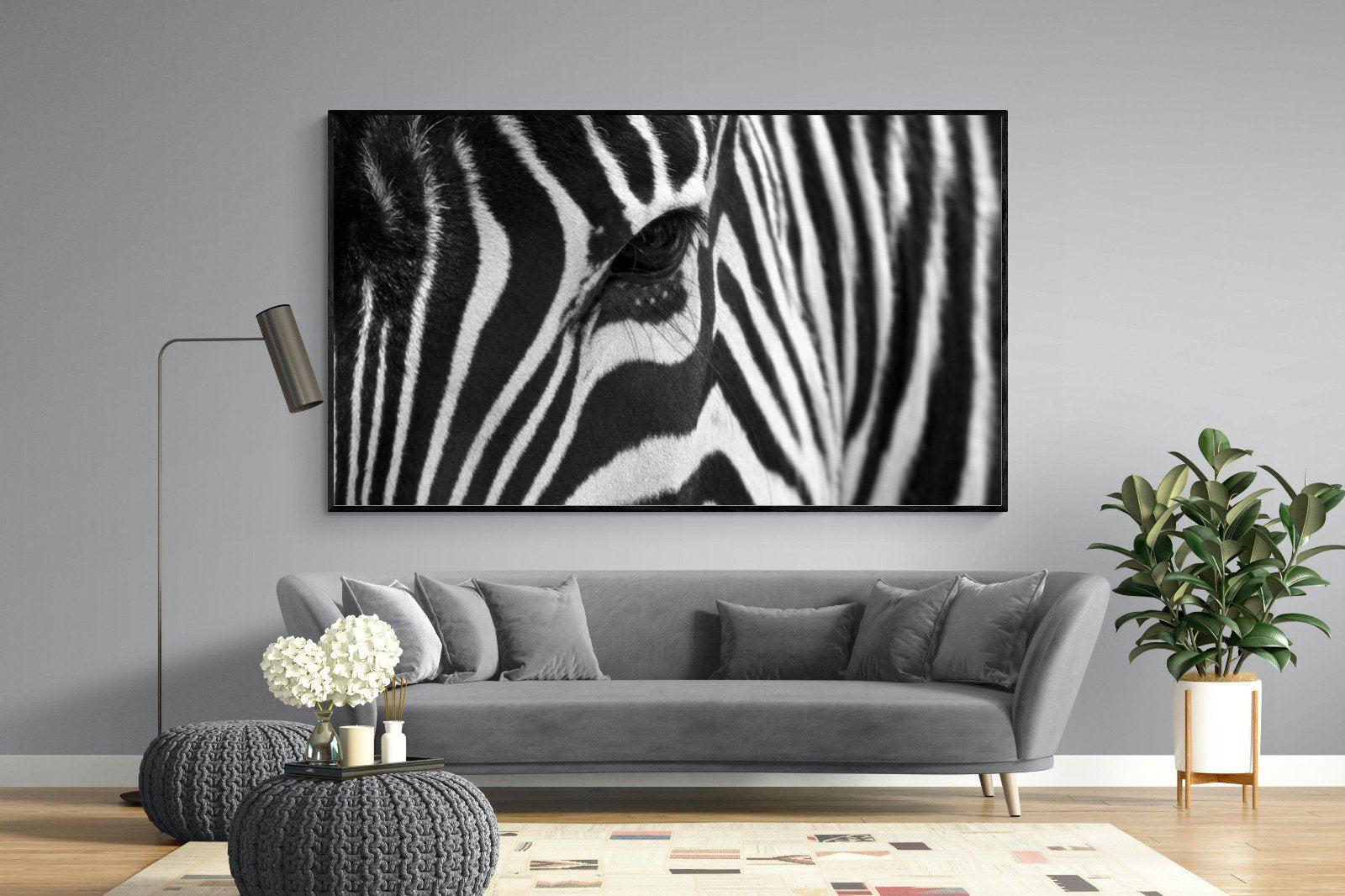 Zebra Eye-Wall_Art-220 x 130cm-Mounted Canvas-Black-Pixalot