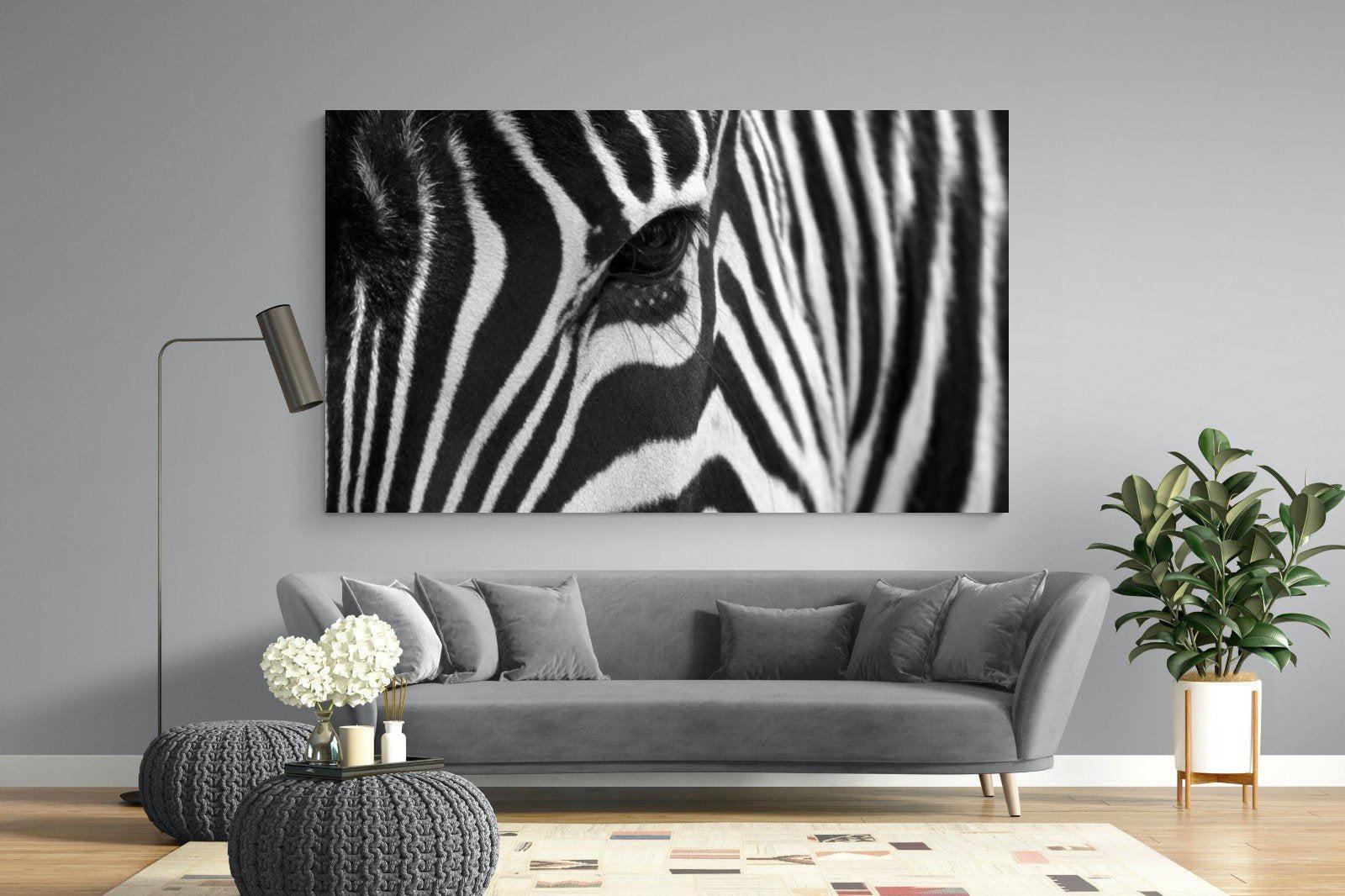 Zebra Eye-Wall_Art-220 x 130cm-Mounted Canvas-No Frame-Pixalot