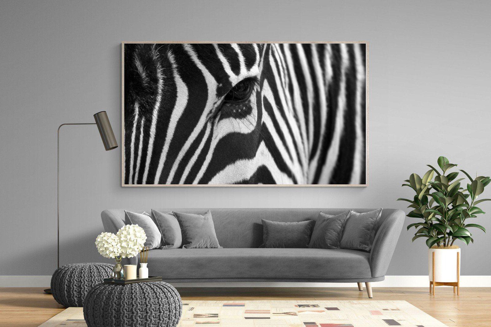Zebra Eye-Wall_Art-220 x 130cm-Mounted Canvas-Wood-Pixalot