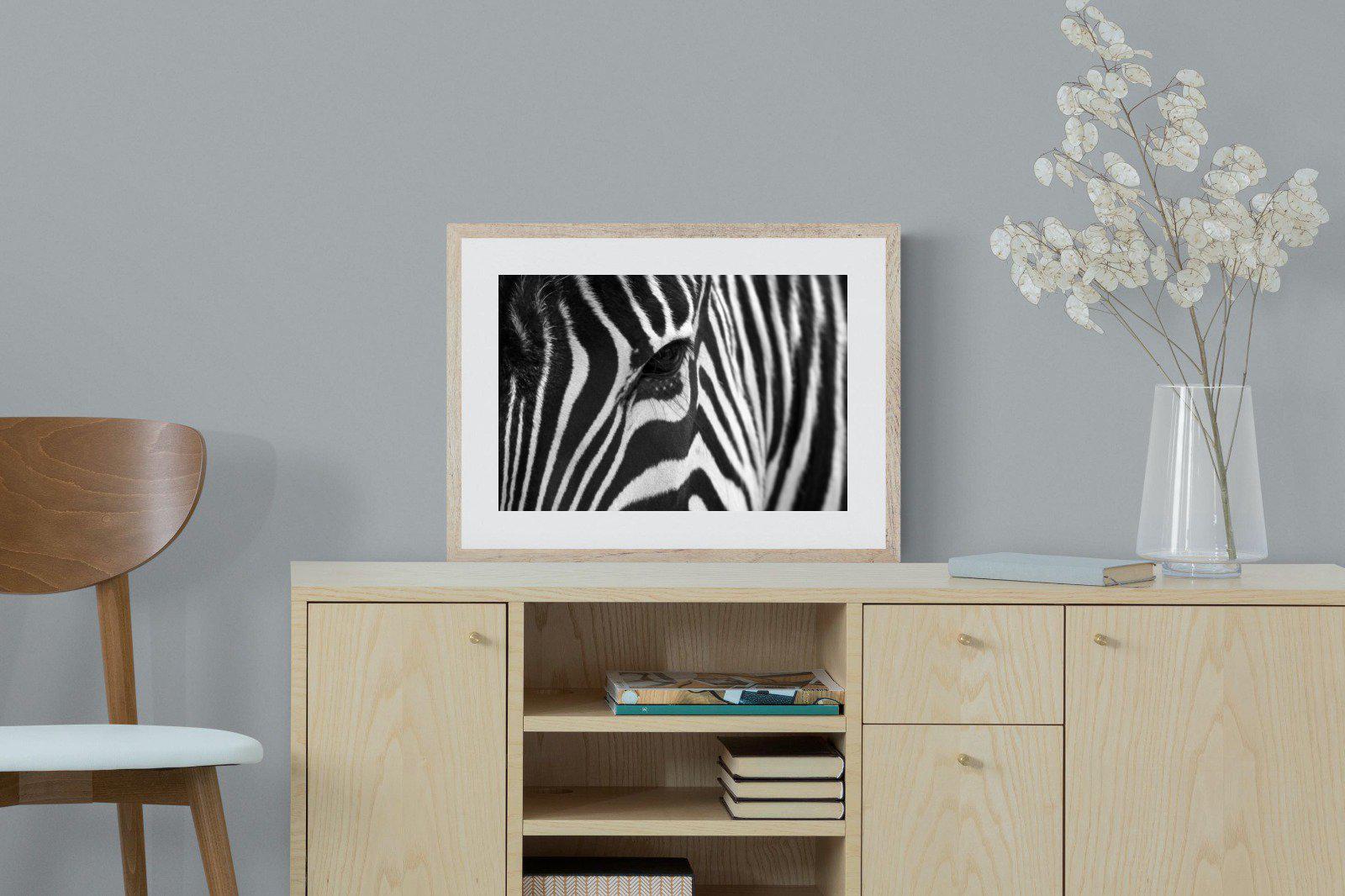 Zebra Eye-Wall_Art-60 x 45cm-Framed Print-Wood-Pixalot