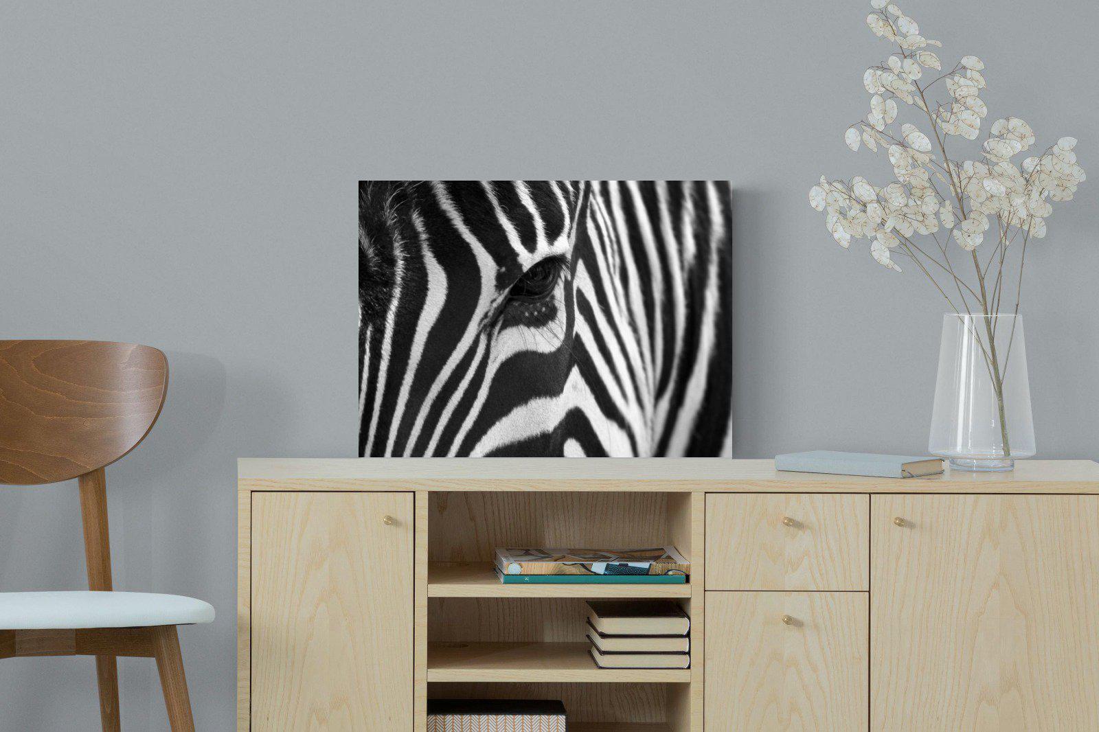 Zebra Eye-Wall_Art-60 x 45cm-Mounted Canvas-No Frame-Pixalot