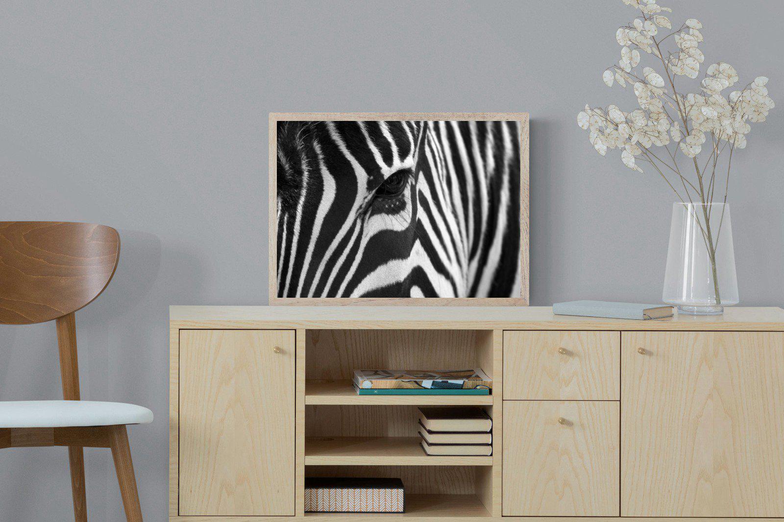 Zebra Eye-Wall_Art-60 x 45cm-Mounted Canvas-Wood-Pixalot