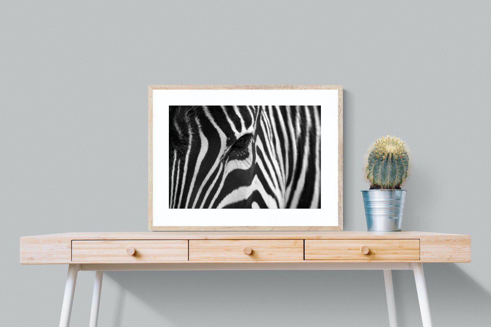 Zebra Eye-Wall_Art-80 x 60cm-Framed Print-Wood-Pixalot