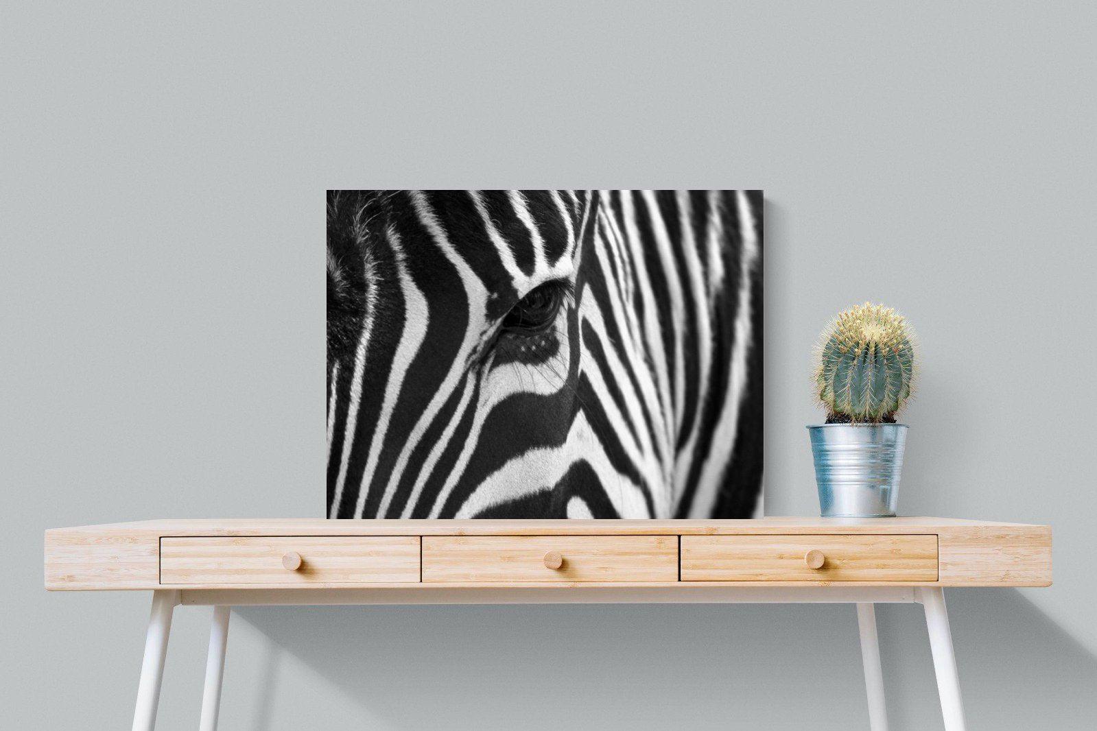 Zebra Eye-Wall_Art-80 x 60cm-Mounted Canvas-No Frame-Pixalot