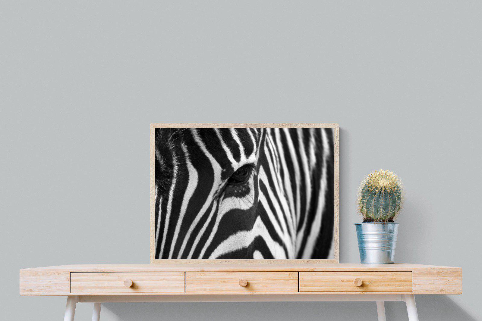 Zebra Eye-Wall_Art-80 x 60cm-Mounted Canvas-Wood-Pixalot