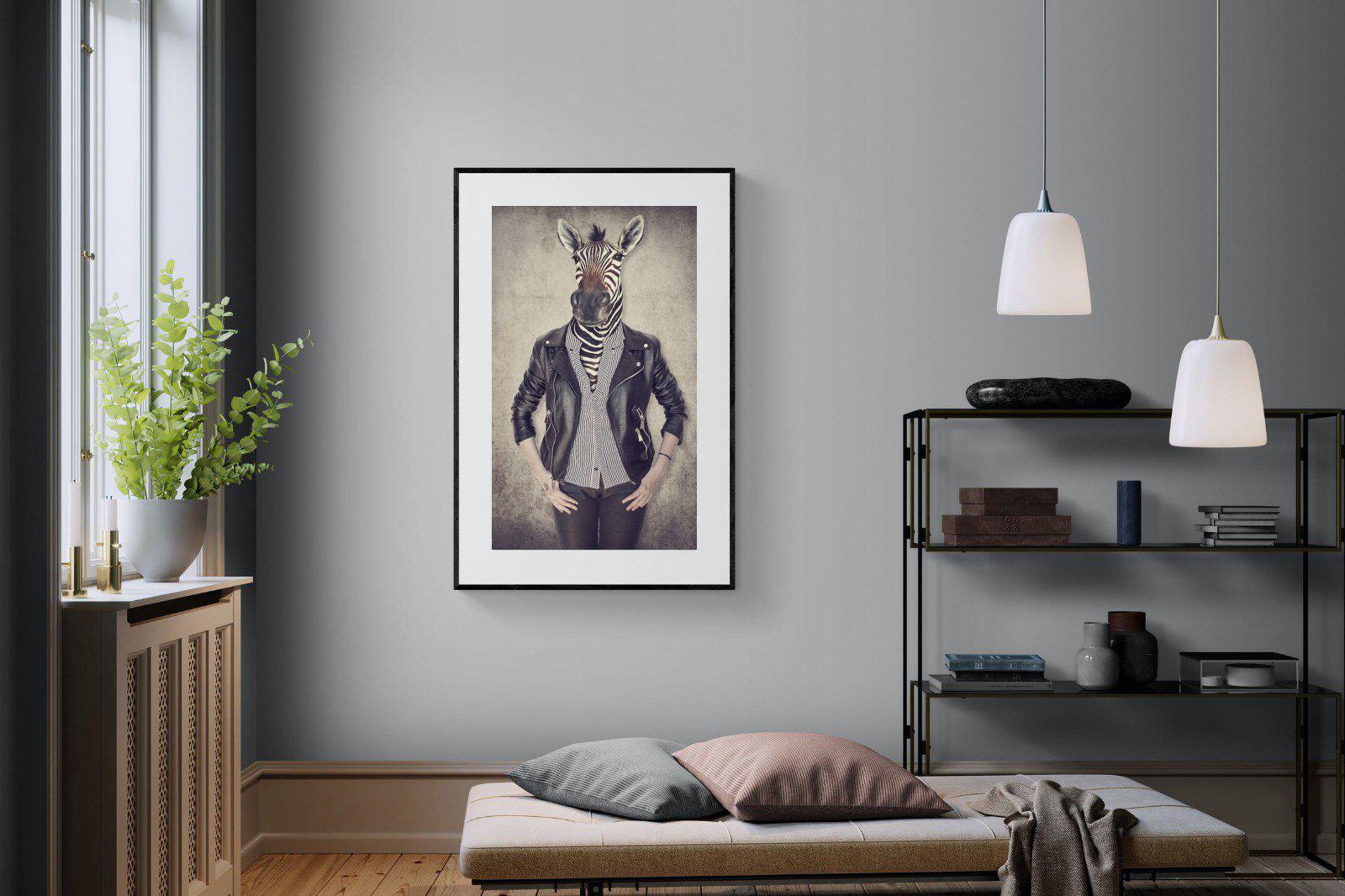 Zebra Head-Wall_Art-100 x 150cm-Framed Print-Black-Pixalot
