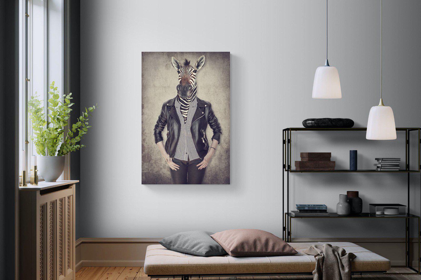 Zebra Head-Wall_Art-100 x 150cm-Mounted Canvas-No Frame-Pixalot
