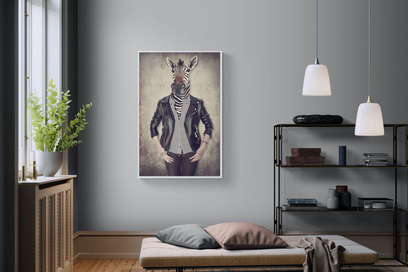 Zebra Head-Wall_Art-100 x 150cm-Mounted Canvas-White-Pixalot
