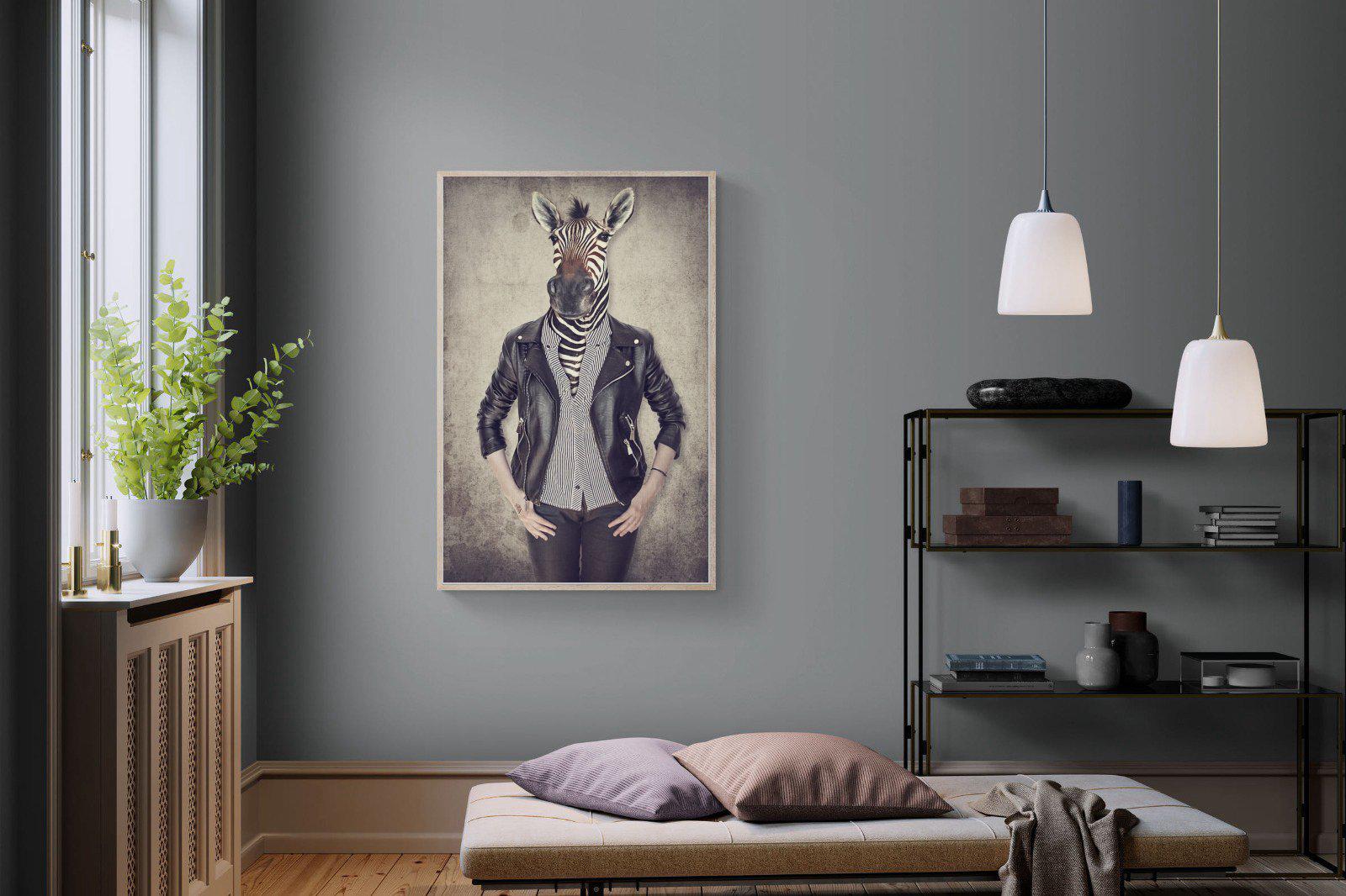 Zebra Head-Wall_Art-100 x 150cm-Mounted Canvas-Wood-Pixalot