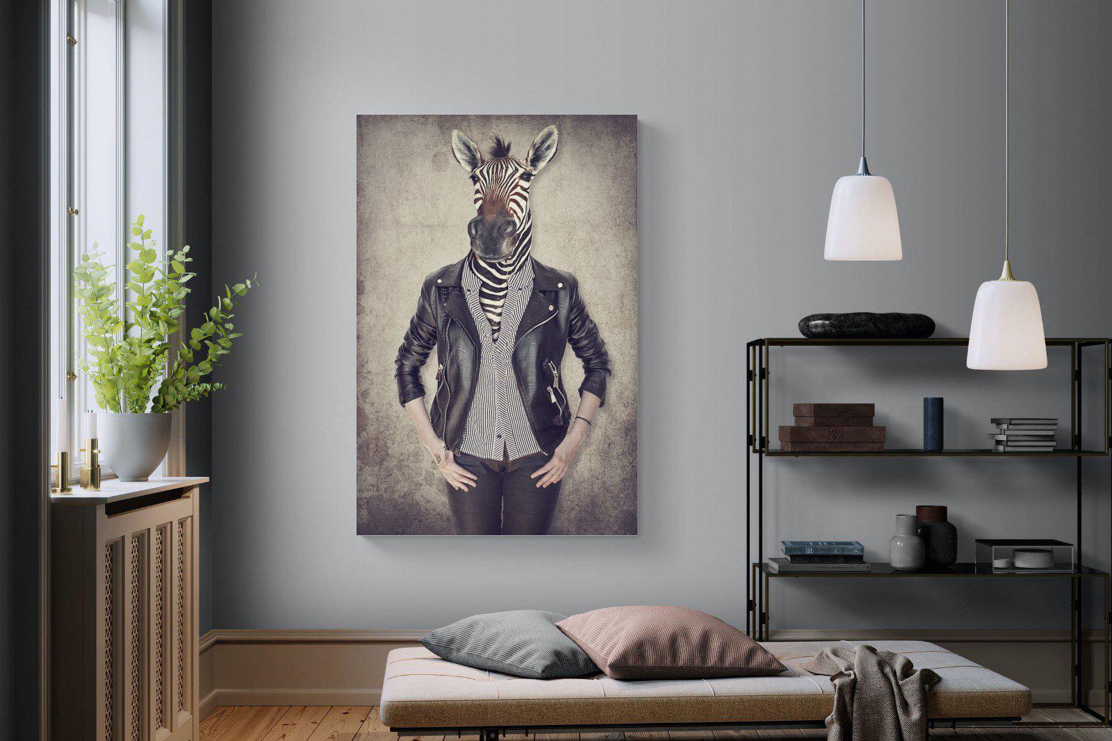 Zebra Head-Wall_Art-120 x 180cm-Mounted Canvas-No Frame-Pixalot