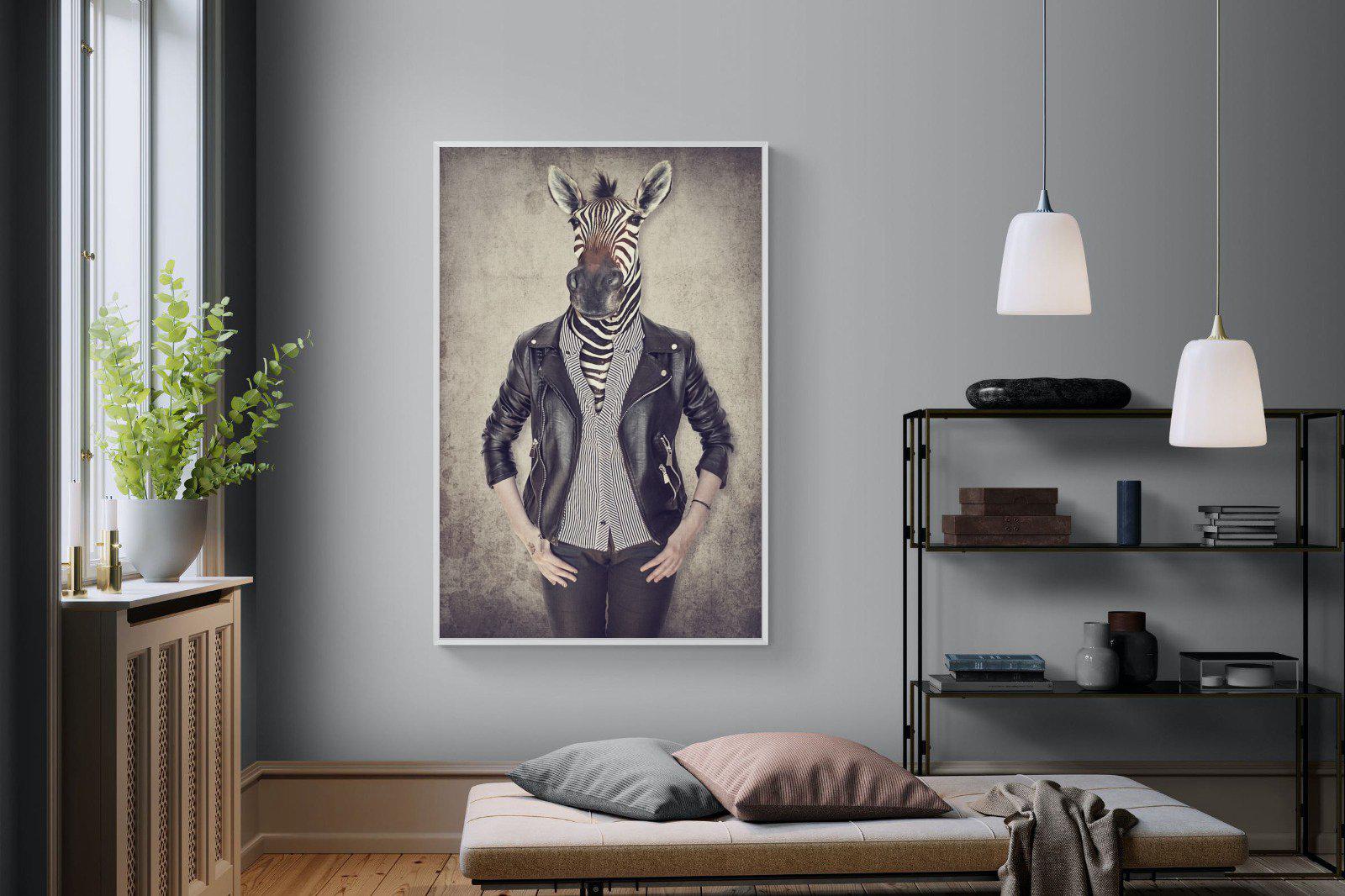 Zebra Head-Wall_Art-120 x 180cm-Mounted Canvas-White-Pixalot
