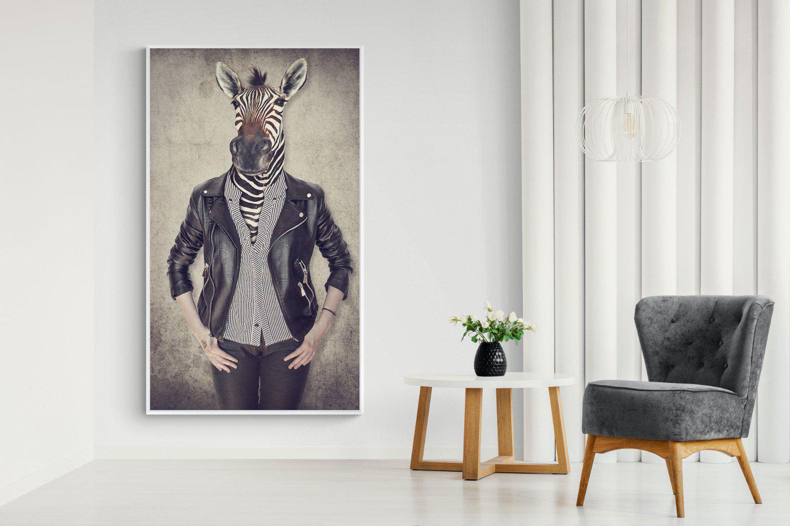 Zebra Head-Wall_Art-130 x 220cm-Mounted Canvas-White-Pixalot