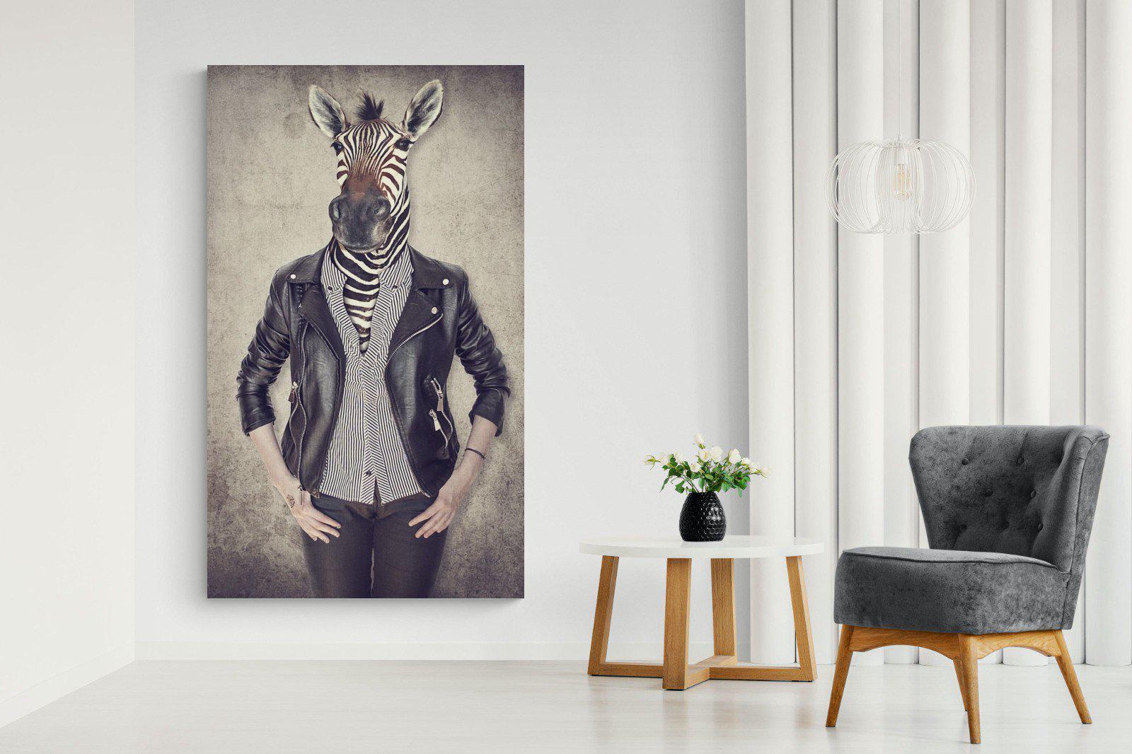 Zebra Head-Wall_Art-130 x 220cm-Mounted Canvas-No Frame-Pixalot