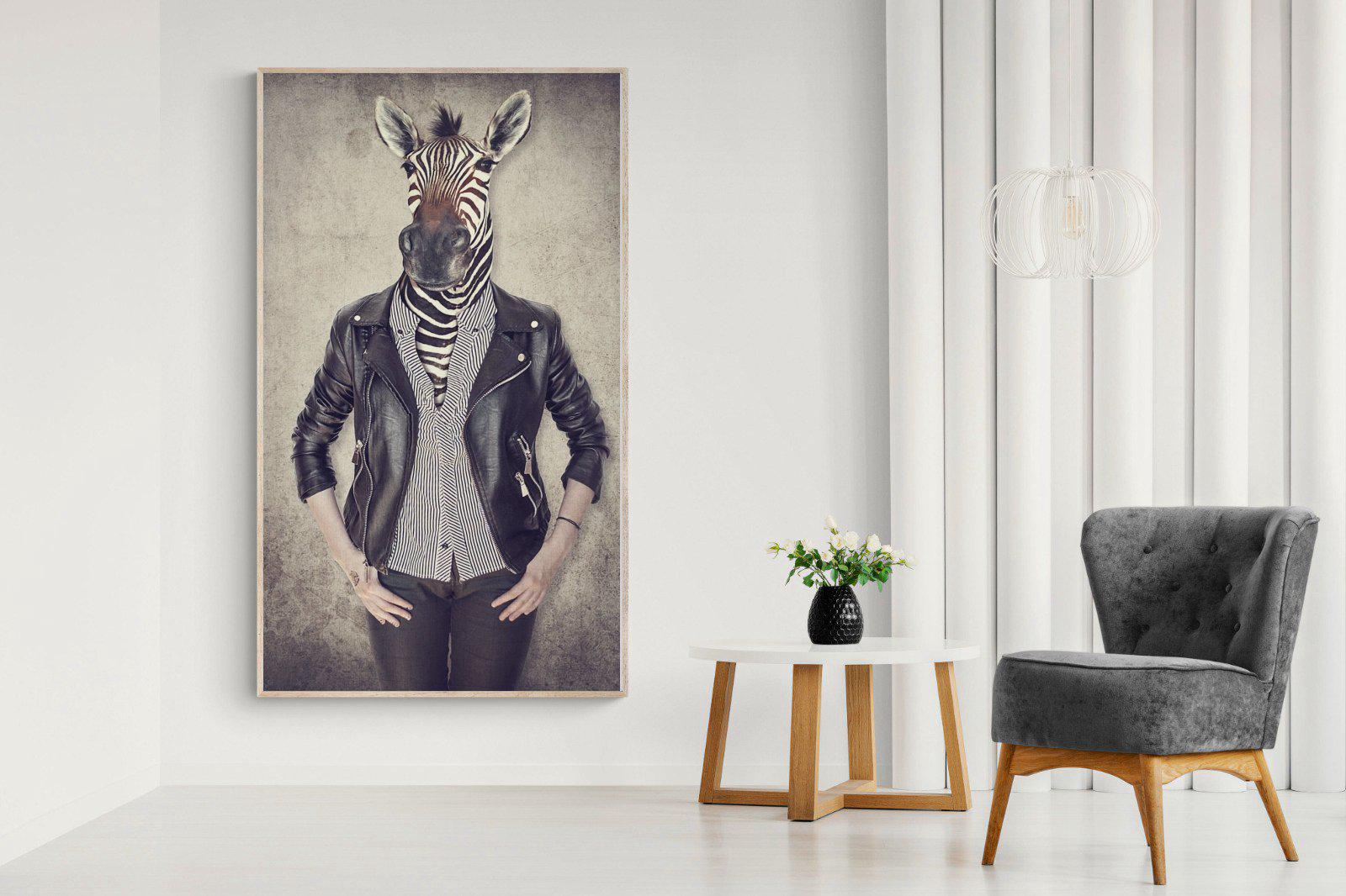 Zebra Head-Wall_Art-130 x 220cm-Mounted Canvas-Wood-Pixalot