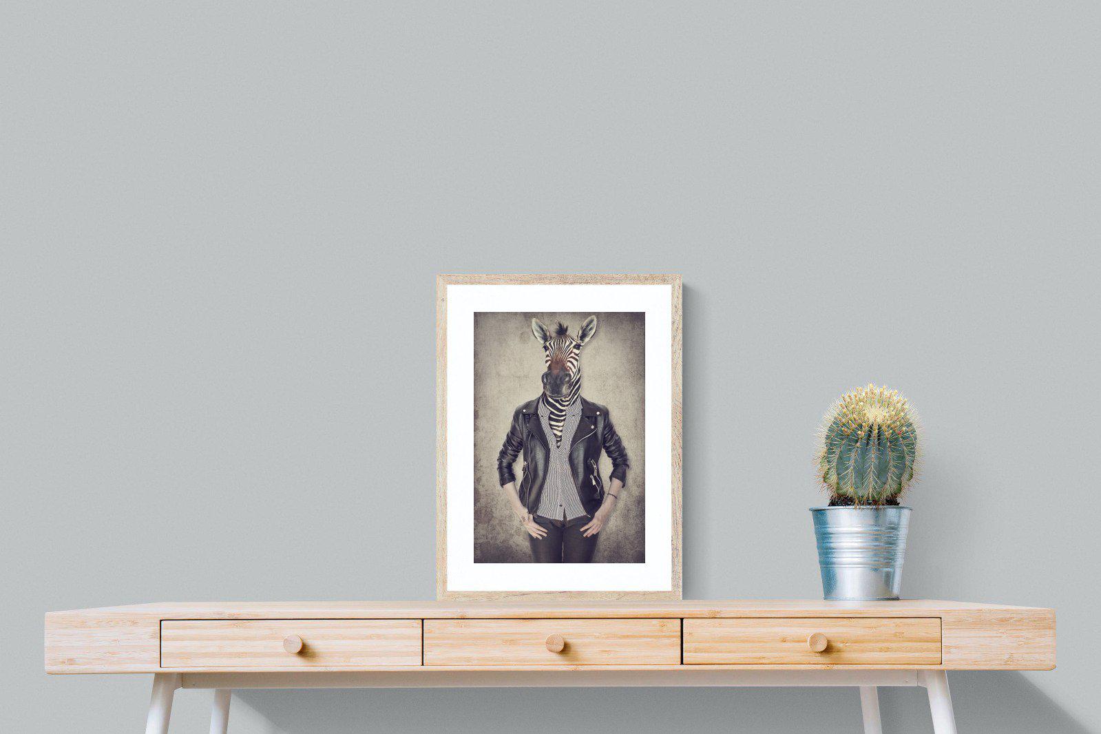Zebra Head-Wall_Art-45 x 60cm-Framed Print-Wood-Pixalot