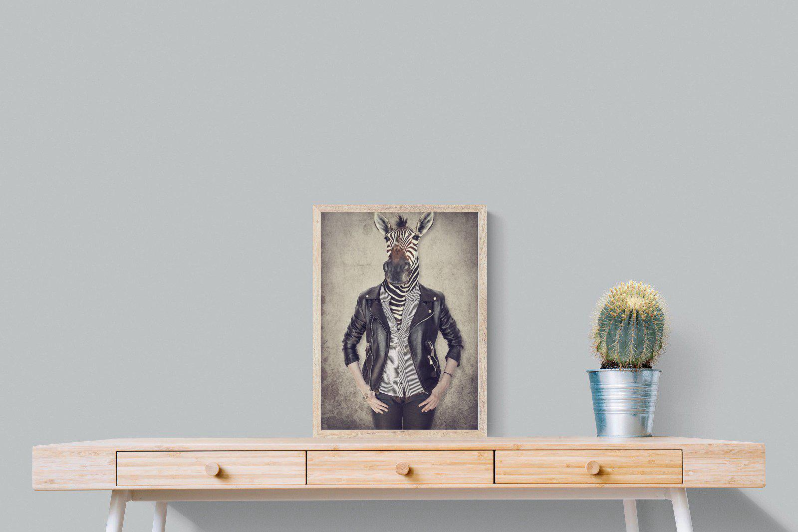 Zebra Head-Wall_Art-45 x 60cm-Mounted Canvas-Wood-Pixalot